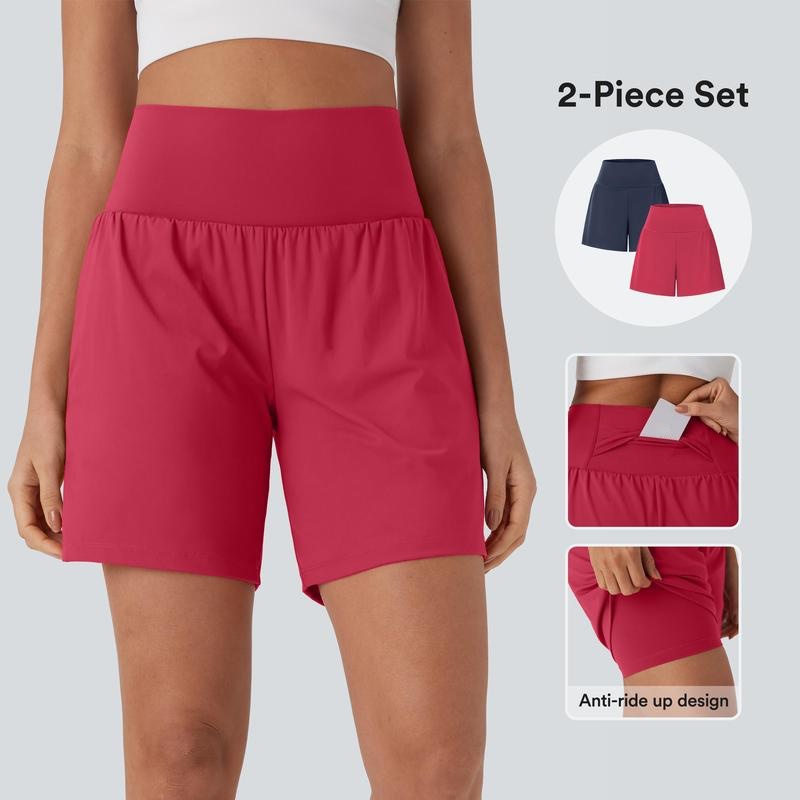2-Piece Softlyzero Airy Super High Waisted 2-in-1 InstantCool Yoga Shorts with Pockets Set